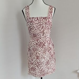 ASOS Design Red And Pink Paisley Tie Back Detail Mini Dress Size 8